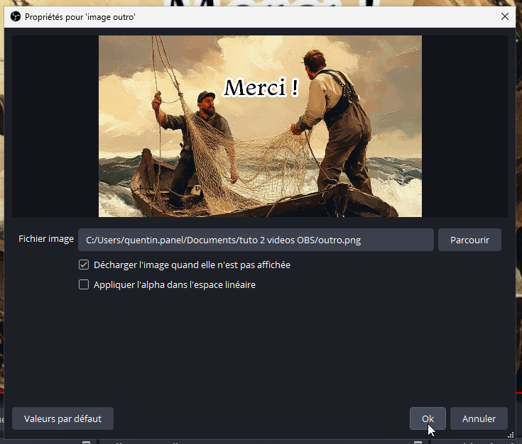 Ajout de l'image outro